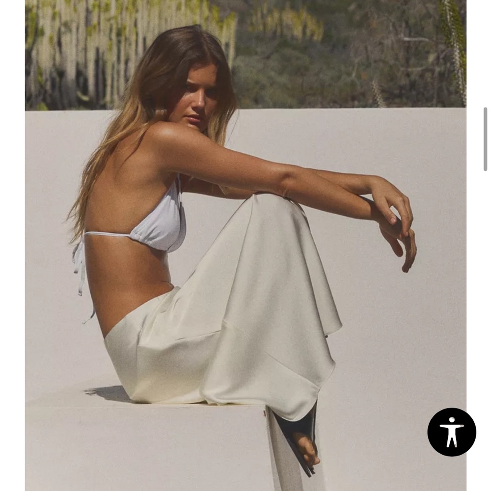 Zara Ivory Satin Skirt